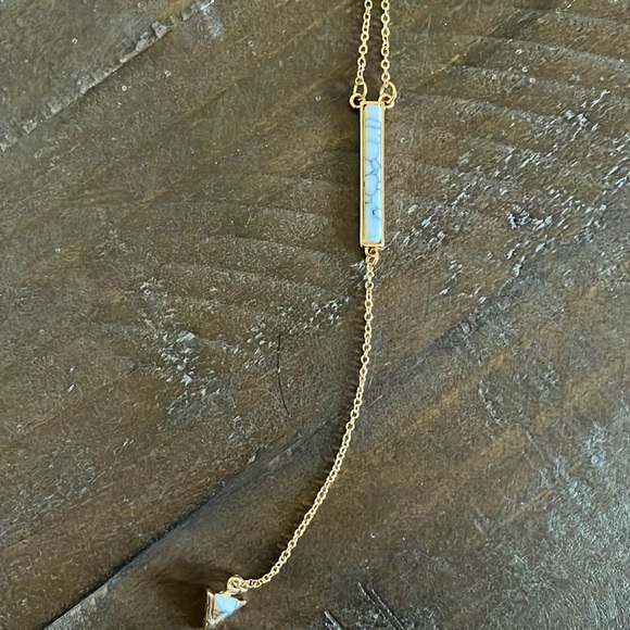 *New* “Marble” accent long gold necklace - Picture 1 of 3